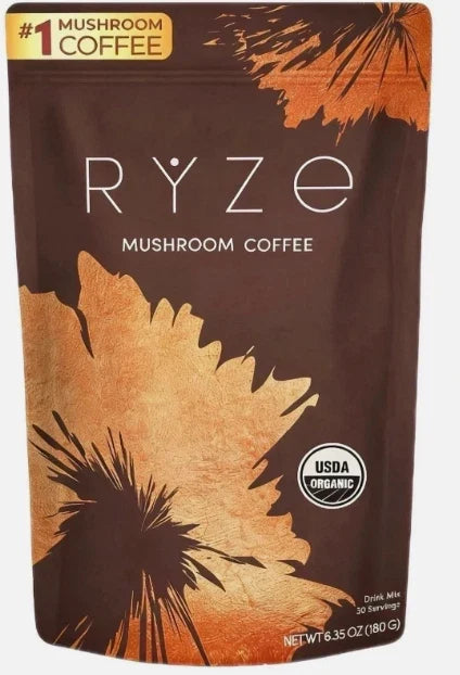 Organic RYZE Mushroom Coffee – 30 Servings | Instant Coffee Blend | Free Shipping