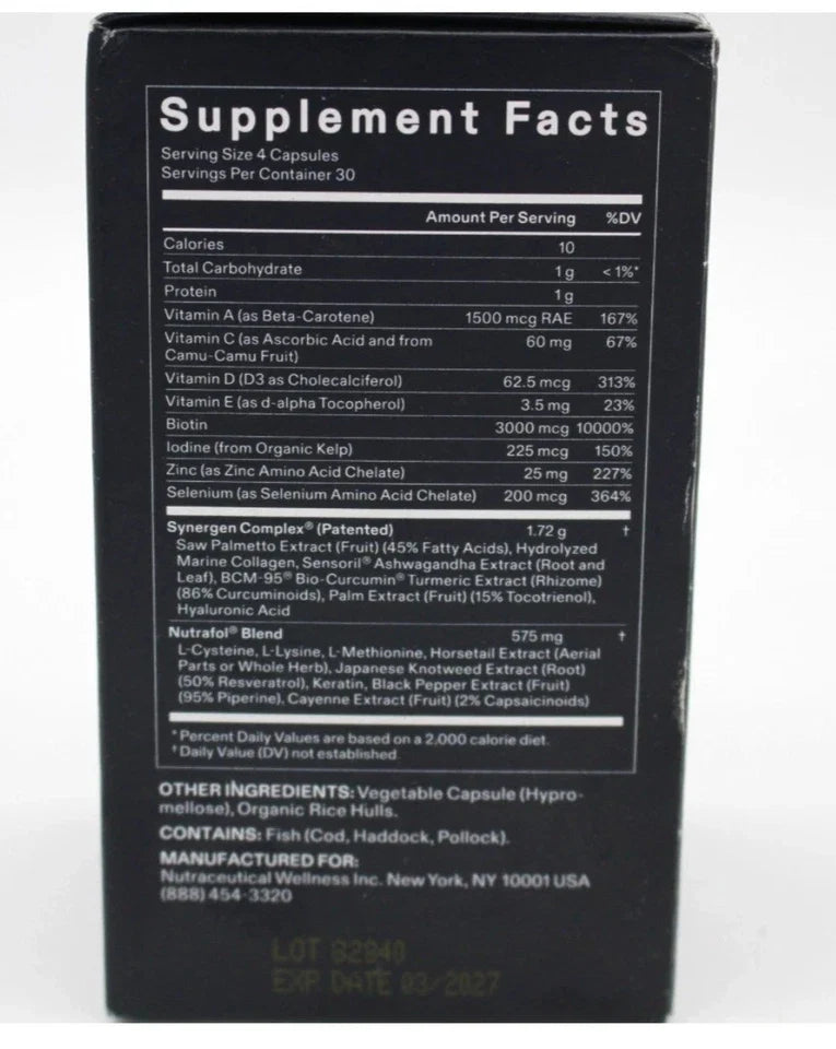 NUTRAFOL Men Hair Growth Nutraceutical 120 Capsules NEW