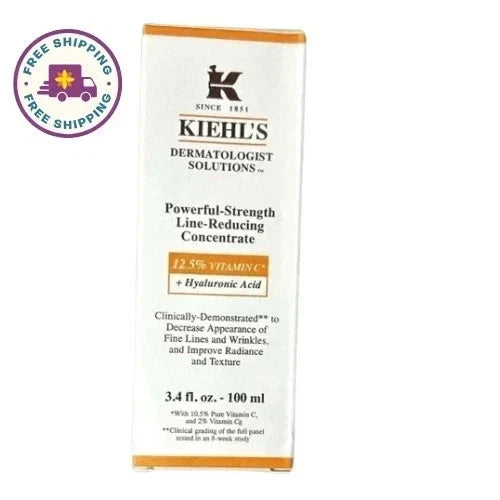 Kiehl’s Powerful Strength Vitamin C Serum 100ml 3.4oz Line Reducing New Sealed
